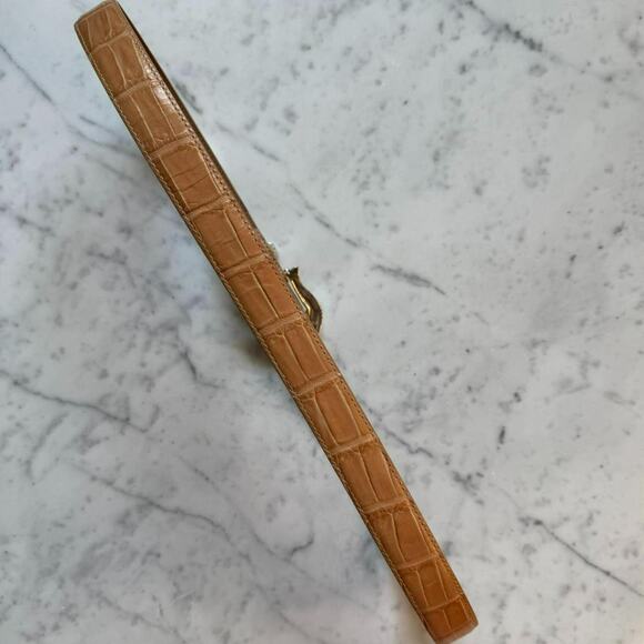 Coldwater Creek Vintage Croc Embossed Leather Belt Western Size Large - Picture 2 of 6